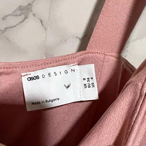 ASOS DESIGN square neck belted pleated maxi dress in rose - PINK Size 4 - Picture 6 of 10